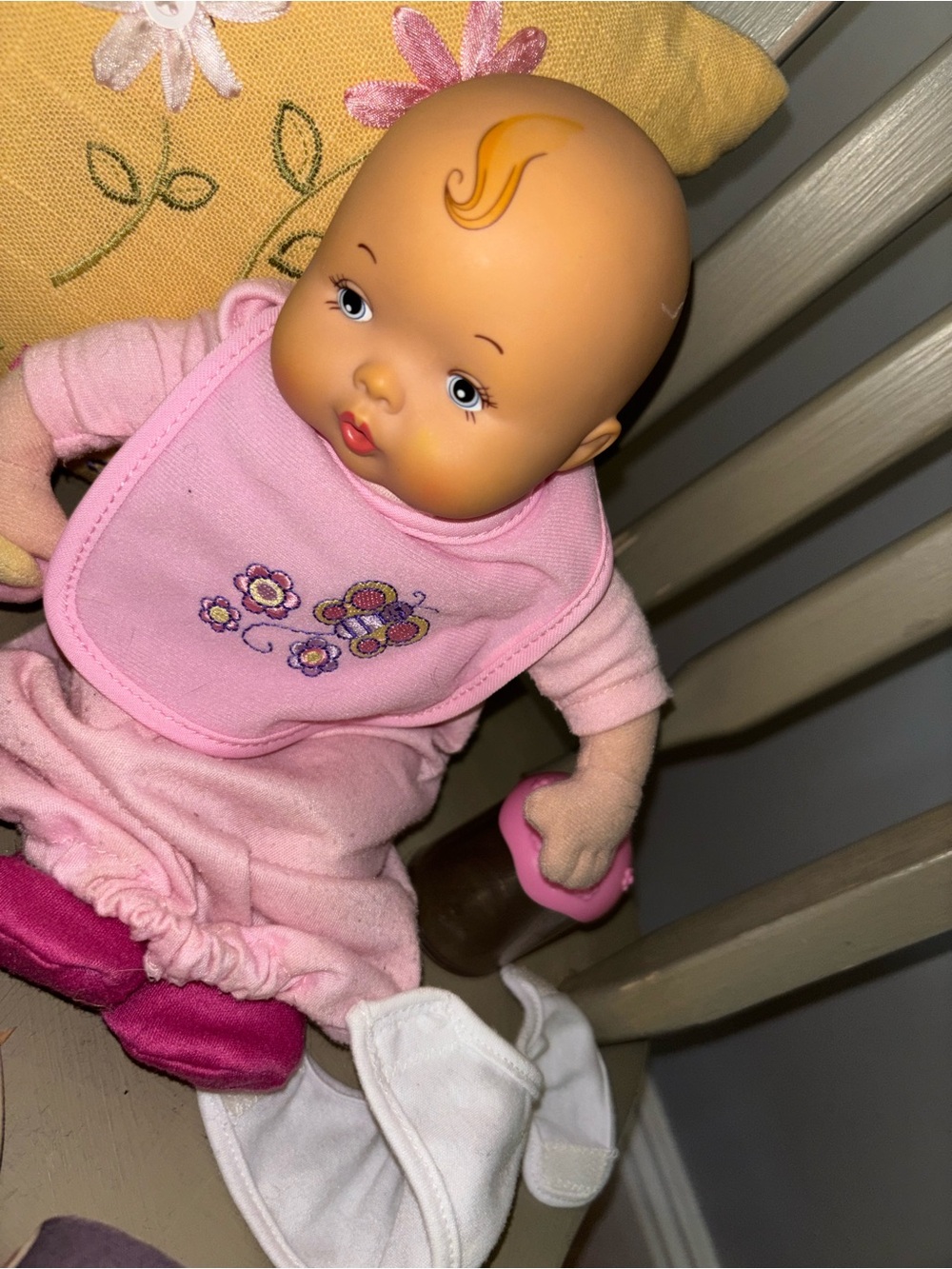 Madame Alexander Pink Baby Doll with Floral Bib